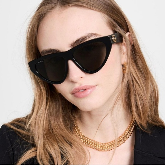 NEW GUCCI GG1333S 001 BLACK CAT EYE WOMEN OMEN SUNGLASSES GUCCI - Picture 6 of 14